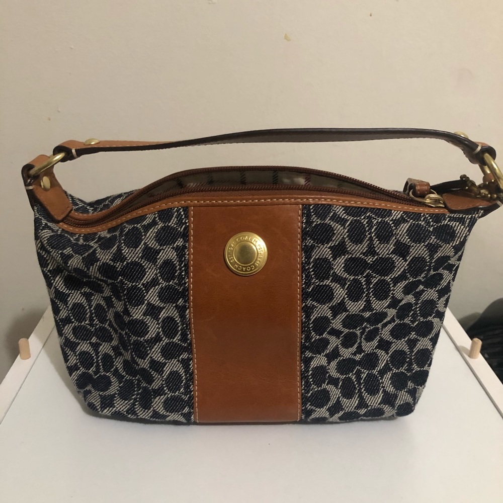 COACH denim top handle handbag